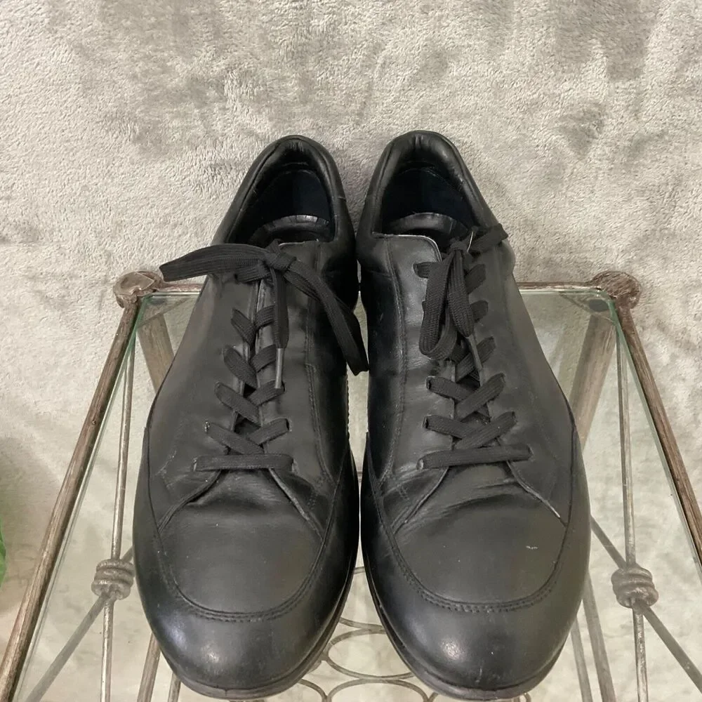 Ecco Shoes Casual Sneakers Men Sz. 46/US sz. 13 Black Leather Lace Up Oxfords